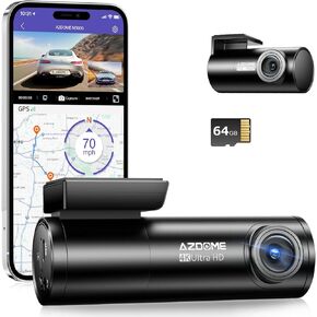 AZDOME 4K Dash Cam 5G WiFi GPS، WDR Super Night Vision Camera للسيارة، مستشعر G، وضع وقوف السيارات، بطاقة SD مجانية 64 جيجابايت، كاميرا Dashcam بزاوية واسعة 170 درجة، تسجيل حلقة، التحكم الصوتي M300S in Kuwait