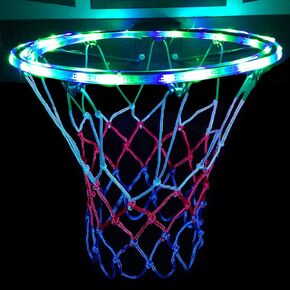 SCOTEEP Solar LED Basketball Hoop Lights, LED Basketball Rim Light Ideal for Kids Adults Parties and Training Waterproof 8 Modes Multicolor for Playing at Night Outdoors