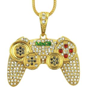 Kprusoian Crystal Game Controller Necklaces for Men Boys, Punk Hip Hop Game Console Necklace Adjustable Pendant Dangling Necklace Couples BFF Friendship Jewelry Gifts