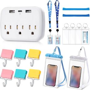 Glenmal 17 Pcs Cruise Accessories Kit Carnival Cruise Luggage Tag Lanyard Power Strip Phone Pouch Magnetic Hook Towel Band