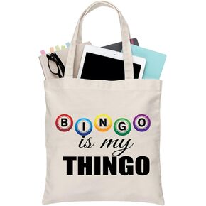 BDPWSS Bingo Tote Bag Bingo Player Gift Bingo Is My Thingo For Bingo Gambler Shoulder Bag Bingo Lover Gift Casino Lover Gift