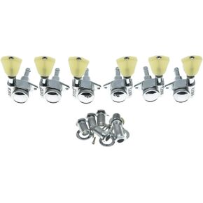 KAISH Nickel 3+3 Locking Tuners 21:1 Locking Tuning Machines Locking Tuning keys with Vintage Keystone Buttons for USA LP/Les Paul/SG/ES/Acoustic Guitars