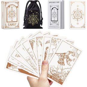 Hihealer Witchy Gifts for Women 78 Classic Original Tarot Cards Deck Fortune Telling Game for Beginners to Expert with Guide Book & Linen Carry Bag