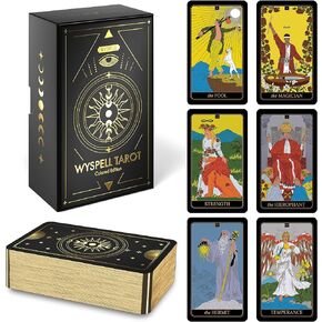 Wyspell Modern Tarot - Unique Tarot Cards with Guide Book for Beginners - Gold Foil Tarot Deck with Guide Book - Gold Tarot Cards Beginner Set with a Tarot Cards Book