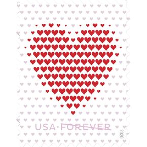 Made of Hearts Sheet of 20 Forever First Class Postage Stamps Wedding Celebration Love Valentines (1 Sheet of 20)