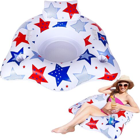 Wenqik Inflatable Pool Float Chair for Adult, Pool Float Tube, Blow Up Pool Chair with Mesh Bottom Cup Holders Handles Headrest, Water Lounge Floats for Beach Lake Rafting in Saudi Arabia