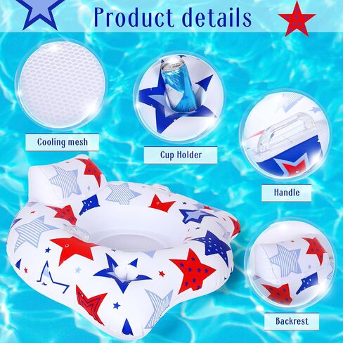 Wenqik Inflatable Pool Float Chair for Adult, Pool Float Tube, Blow Up Pool Chair with Mesh Bottom Cup Holders Handles Headrest, Water Lounge Floats for Beach Lake Rafting in Saudi Arabia