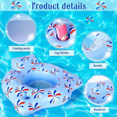 Wenqik Inflatable Pool Float Chair for Adult, Pool Float Tube, Blow Up Pool Chair with Mesh Bottom Cup Holders Handles Headrest, Water Lounge Floats for Beach Lake Rafting in Saudi Arabia