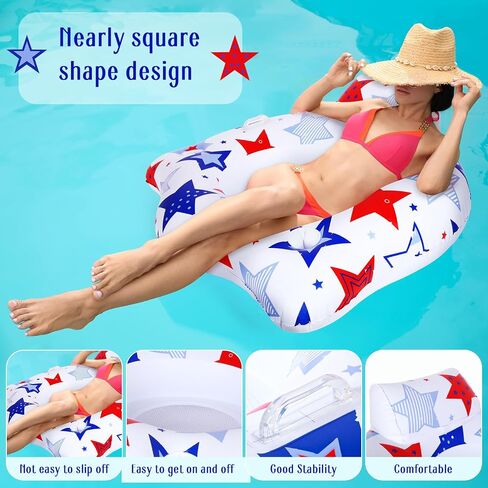 Wenqik Inflatable Pool Float Chair for Adult, Pool Float Tube, Blow Up Pool Chair with Mesh Bottom Cup Holders Handles Headrest, Water Lounge Floats for Beach Lake Rafting in Saudi Arabia