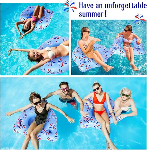 Wenqik Inflatable Pool Float Chair for Adult, Pool Float Tube, Blow Up Pool Chair with Mesh Bottom Cup Holders Handles Headrest, Water Lounge Floats for Beach Lake Rafting in Saudi Arabia