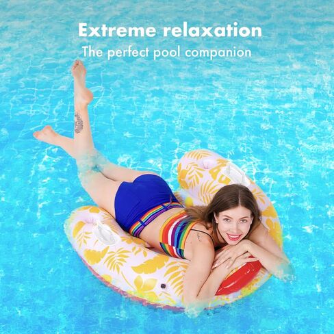 Pool Floats, PJF 2Pack Inflatable River Tube Float Cup Holders, Handles, Ergonomic Headrest Pool Floats Chairs Adult for Pool Party Summer Water Fun in Saudi Arabia