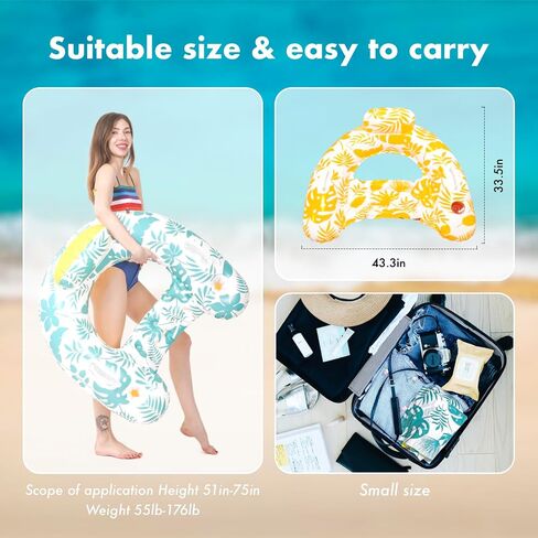 Pool Floats, PJF 2Pack Inflatable River Tube Float Cup Holders, Handles, Ergonomic Headrest Pool Floats Chairs Adult for Pool Party Summer Water Fun in Saudi Arabia