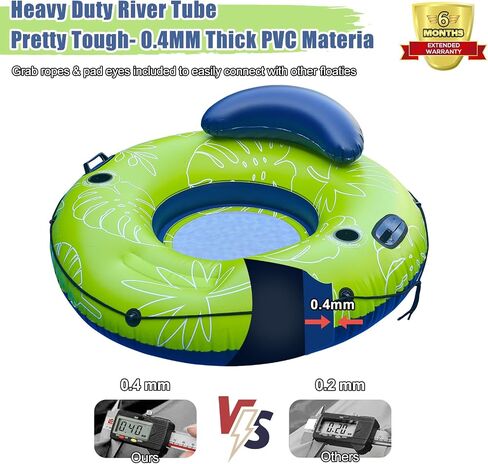 JOSEN Heavy Duty River Tubes Float with Cup Holders for Pool and Lake - 53" Large Pool Float for Adult, Inflatable Swimming Pool Ring Tube Float Lounge, Holds 320lb in Saudi Arabia