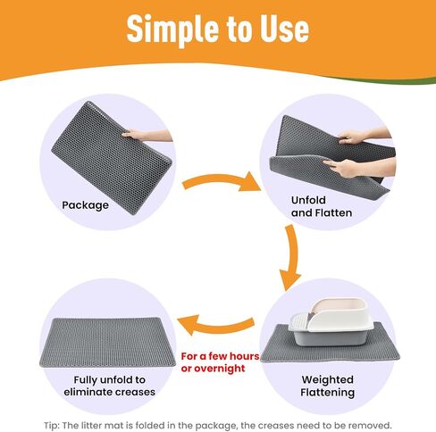 PAWSCRAT 30 * 24" Large Size Cat Litter Mat, Mat Trapping Litter, Double-layer Envelope Pocket Design, EVA Material Easy to Clean and Washable, Gray in Saudi Arabia