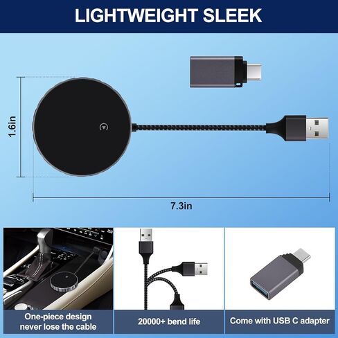 Casoda Newest Wireless CarPlay Adapter for Factory Wired Apple CarPlay Cars, Stable and Fast Connection Never Drop, Works with Almost All car Models in Kuwait