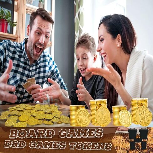 عملات معدنية ذهبية من البلاستيك من AiFanS، 320 قطعة من العملات الذهبية المزيفة، عملات معدنية ذهبية للقراصنة للأطفال - مثالية للحفلات والألعاب التي تحمل عنوان القراصنة in Kuwait