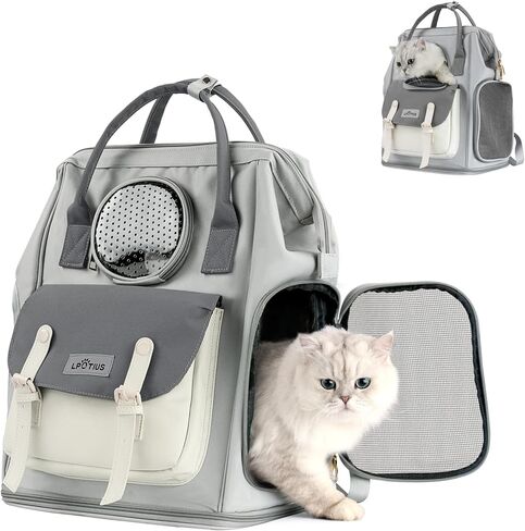 Cat Carrier Backpack Dog Backpack Carrier for Small Dogs, Breathable Pet Carrier Backpack with Harness Lightweight and Portable for Travel Hiking and Outdoor, Gray in Saudi Arabia