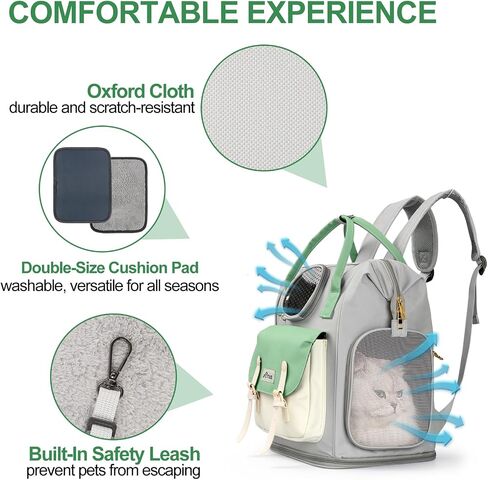 Cat Carrier Backpack Dog Backpack Carrier for Small Dogs, Breathable Pet Carrier Backpack with Harness Lightweight and Portable for Travel Hiking and Outdoor, Gray in Saudi Arabia