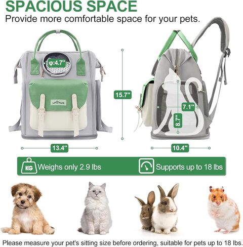 Cat Carrier Backpack Dog Backpack Carrier for Small Dogs, Breathable Pet Carrier Backpack with Harness Lightweight and Portable for Travel Hiking and Outdoor, Gray in Saudi Arabia