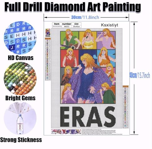 Taylor Swift Diamond Art Painting Kits for Adults, Eras Tour Full Drill Diamond Dots Paintings for Beginners, Round 5D Paint with Diamonds Pictures Gem Art Painting Kits DIY Crafts Kits 12x16inch in Saudi Arabia