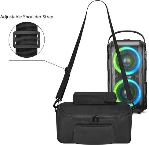 Carrying Case for W-KING T9-2 80W Party Bluetooth Speaker Wireless,Travel Cover Outdoor Shoulder Bag for W-KING T9-2,Extra Storage Pockets for Microphone,Remote,Cable,Accessories (Black) in Saudi Arabia