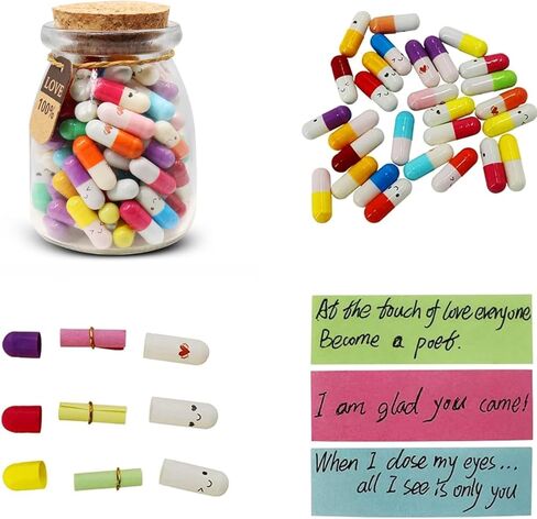 Mczxon 150ml Glass Bottle with 100 Pcs Message Capsule Letters, Romantic Festival Gift for Friends & Lovers in Kuwait