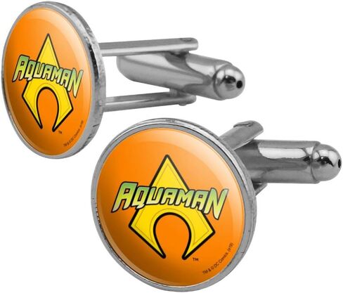 Aquaman Logo Round Cufflink Set Silver Color in Saudi Arabia