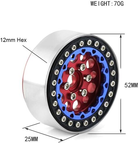 WLYEJEA 4 قطع 1.9 بوصة Beadlock عجلات معدنية شديدة التحمل مع 12 مم سداسي مناسب لـ 1/10 RC الزاحف المحوري TRAXXAS TRX4 SCX10 SCX10 II 90046 SCX10 III AXI03007 D90 in Kuwait