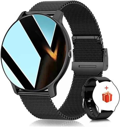 LOYEWAIER Smart Watch Men Bluetooth Call Fitness Tracker 1.32" HD Full Touch Screen Smartwatch Heart Rate Blood Pressure Monitor IP68 Waterproof Black Stainless Steel Sport Watch for Android iOS in Saudi Arabia