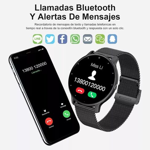 LOYEWAIER Smart Watch Men Bluetooth Call Fitness Tracker 1.32" HD Full Touch Screen Smartwatch Heart Rate Blood Pressure Monitor IP68 Waterproof Black Stainless Steel Sport Watch for Android iOS in Saudi Arabia