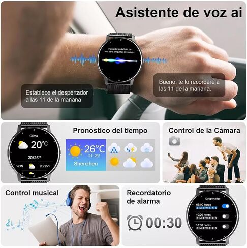 LOYEWAIER Smart Watch Men Bluetooth Call Fitness Tracker 1.32" HD Full Touch Screen Smartwatch Heart Rate Blood Pressure Monitor IP68 Waterproof Black Stainless Steel Sport Watch for Android iOS in Saudi Arabia