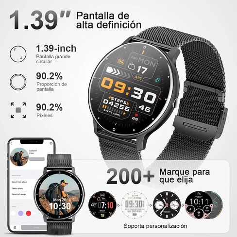 LOYEWAIER Smart Watch Men Bluetooth Call Fitness Tracker 1.32" HD Full Touch Screen Smartwatch Heart Rate Blood Pressure Monitor IP68 Waterproof Black Stainless Steel Sport Watch for Android iOS in Saudi Arabia