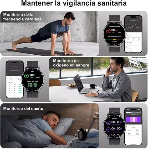 LOYEWAIER Smart Watch Men Bluetooth Call Fitness Tracker 1.32" HD Full Touch Screen Smartwatch Heart Rate Blood Pressure Monitor IP68 Waterproof Black Stainless Steel Sport Watch for Android iOS in Saudi Arabia