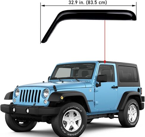Lightronic WV92328 Outside-Mount Side Window Visor Deflector Rain Guard, Dark Smoke, 2-Pieces Set, Fits 2007-2017 Jeep Wrangler 2-Door, & 2018 Jeep Wrangler JK (2-Door ONLY) in Saudi Arabia