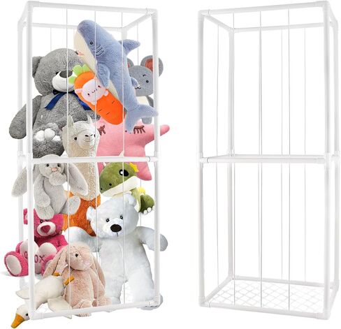 وحدة تخزين حديقة الحيوانات المحشوة من Heuyrao، منظم حيوانات محشو بسعة كبيرة مع شريط مطاطي، قفص حديقة حيوانات محشو من مادة PVC للغرفة (62 * 23 * 15 بوصة) in Kuwait