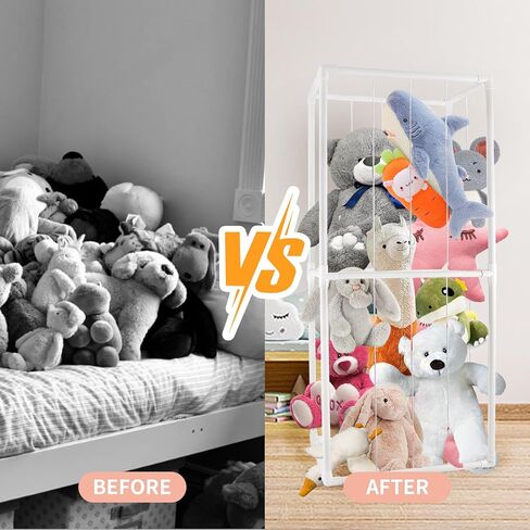 وحدة تخزين حديقة الحيوانات المحشوة من Heuyrao، منظم حيوانات محشو بسعة كبيرة مع شريط مطاطي، قفص حديقة حيوانات محشو من مادة PVC للغرفة (62 * 23 * 15 بوصة) in Kuwait