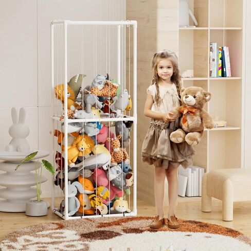 67i Extra Large Stuffed Animal Holder Stuffed Animal Storage Zoo Kids Toy Storage Organizer PVC Plush Storage Organizer Shelf Playroom Storage Kids Room Organization Corner Nursery Decoration in Kuwait