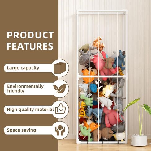 67i Extra Large Stuffed Animal Holder Stuffed Animal Storage Zoo Kids Toy Storage Organizer PVC Plush Storage Organizer Shelf Playroom Storage Kids Room Organization Corner Nursery Decoration in Kuwait