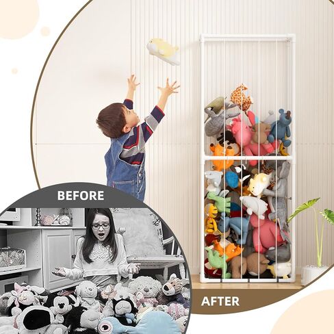 67i Extra Large Stuffed Animal Holder Stuffed Animal Storage Zoo Kids Toy Storage Organizer PVC Plush Storage Organizer Shelf Playroom Storage Kids Room Organization Corner Nursery Decoration in Kuwait