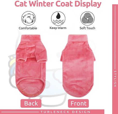 SUNFURA Turtleneck Sweater Coat for Cat, Sphynx Cat Clothes Cat Pajamas for Cats Only, Kitten Fleece Pullover Sweaters with Sleeves, Pet Warm Jumpsuit Cat Sweatshirt for Cold Weather, Blue S in Saudi Arabia