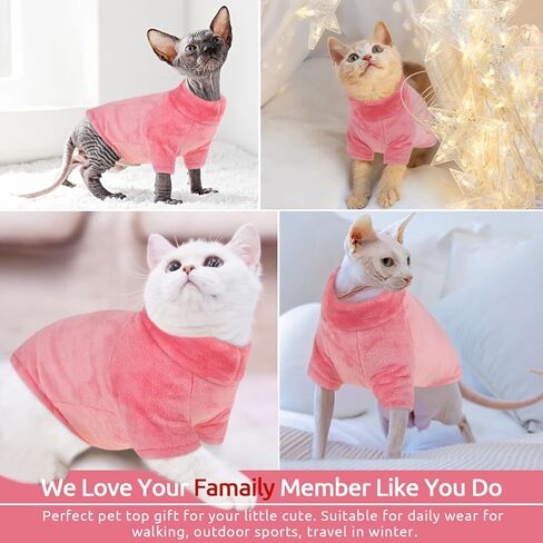 SUNFURA Turtleneck Sweater Coat for Cat, Sphynx Cat Clothes Cat Pajamas for Cats Only, Kitten Fleece Pullover Sweaters with Sleeves, Pet Warm Jumpsuit Cat Sweatshirt for Cold Weather, Blue S in Saudi Arabia