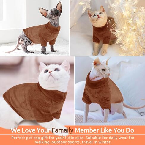 SUNFURA Turtleneck Sweater Coat for Cat, Sphynx Cat Clothes Cat Pajamas for Cats Only, Kitten Fleece Pullover Sweaters with Sleeves, Pet Warm Jumpsuit Cat Sweatshirt for Cold Weather, Blue S in Saudi Arabia