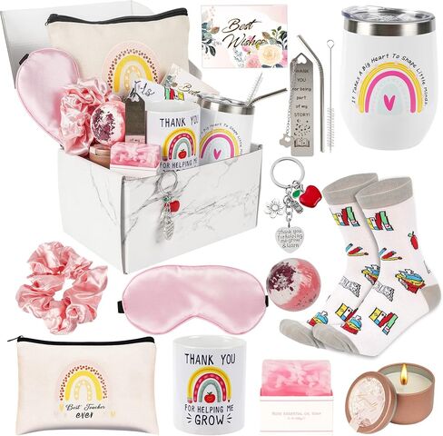 14 pcs Teacher Appreciation Gift Set Teacher Gifts Box for Women Best Teacher Gifts for Women Funny Thank You/Retirement/Christmas/Birthday Baskets Gifts for Teachers in Saudi Arabia