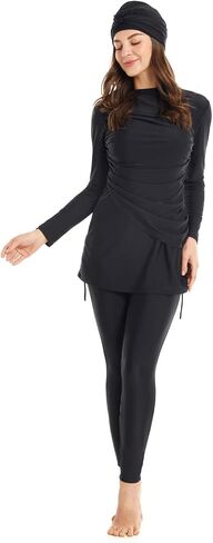 Qianliniuinc Women Muslim Swimwear Modest Swimsuit - Long Sleeve Full Cover Beachwear Hijab Without Chest Pad 3 Pieces in Kuwait