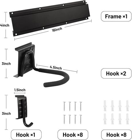 HIGHRAZON Bike Wall Mount, Pedal Mount Bike Rack for Garage, Bike Storage Hanger Bicycle, Heavy Duty Bike Hooks with Rubber Pad for Wall, Max 150LB, 3 Set in Saudi Arabia