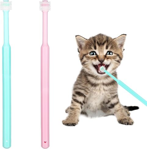 2 Pack Puppy Tooth Brushing Kit, 360 Degree Silicone Dog / Cat Toothbrush Pet Dental Care Dog Oral Hygiene Deep Clean Pet Teeth Cleaning Tool Soft Bristles Friendly to Gums, Easy to Handle - Small in Saudi Arabia