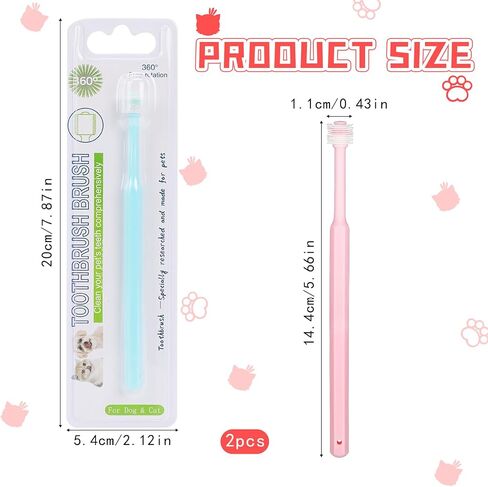 2 Pack Puppy Tooth Brushing Kit, 360 Degree Silicone Dog / Cat Toothbrush Pet Dental Care Dog Oral Hygiene Deep Clean Pet Teeth Cleaning Tool Soft Bristles Friendly to Gums, Easy to Handle - Small in Saudi Arabia