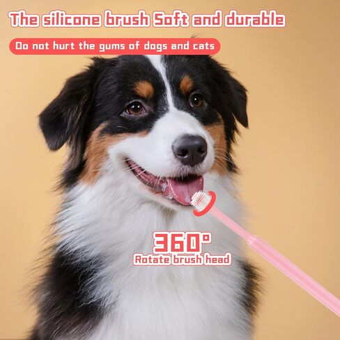 2 Pack Puppy Tooth Brushing Kit, 360 Degree Silicone Dog / Cat Toothbrush Pet Dental Care Dog Oral Hygiene Deep Clean Pet Teeth Cleaning Tool Soft Bristles Friendly to Gums, Easy to Handle - Small in Saudi Arabia