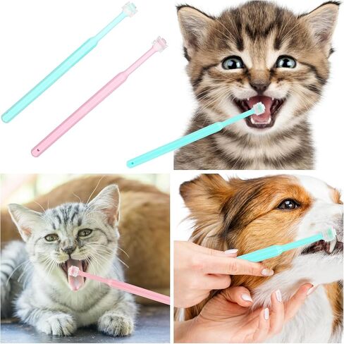 2 Pack Puppy Tooth Brushing Kit, 360 Degree Silicone Dog / Cat Toothbrush Pet Dental Care Dog Oral Hygiene Deep Clean Pet Teeth Cleaning Tool Soft Bristles Friendly to Gums, Easy to Handle - Small in Saudi Arabia