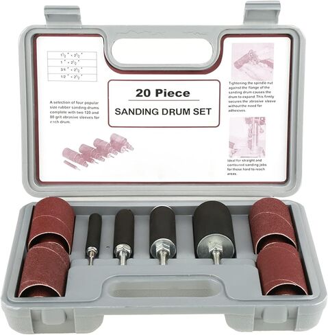 مجموعة أدوات سنفرة طبلة الصنفرة المغزلية 20 قطعة مع حقيبة كاملة، مجموعة أدوات سنفرة الطبل من أجل صنفرة مطاطية دقيقة، مجموعة طبلة سنفرة مثالية in Kuwait